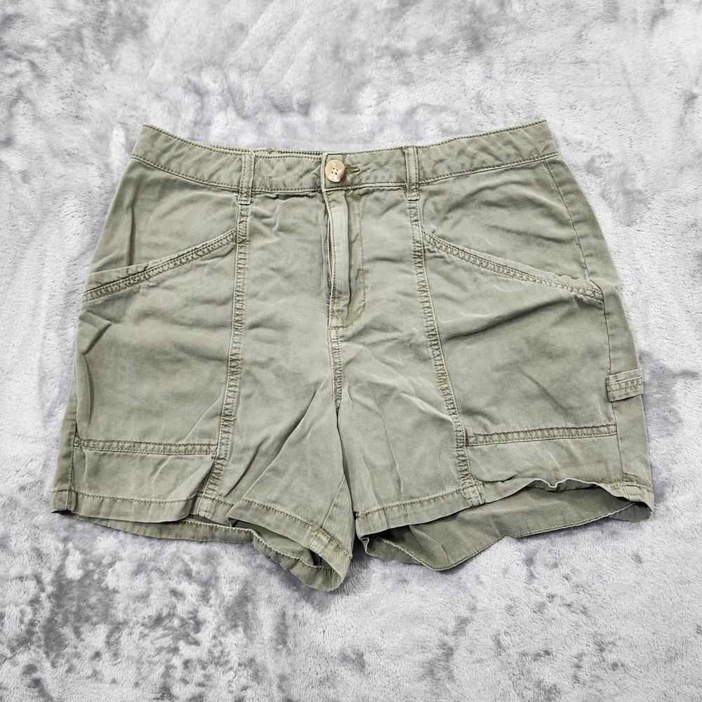 Maurices Shorts Womens L Green Utility Cargo Lyocell Cotton Blend Preppy Casual